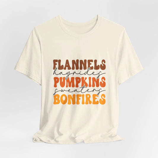 Flannels Pumpkins Bonfires Fall Tee